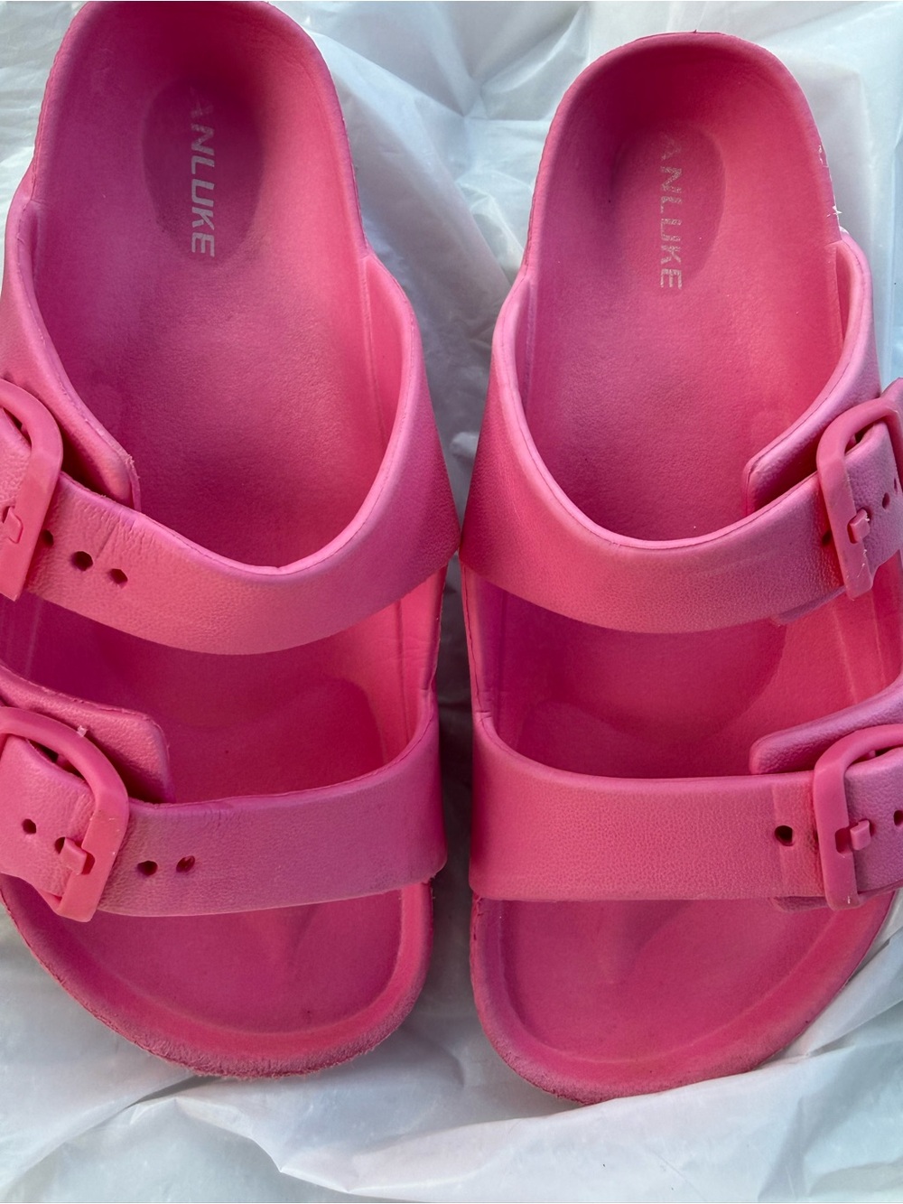 Kids' Pink Double-Buckle Foam Sandals